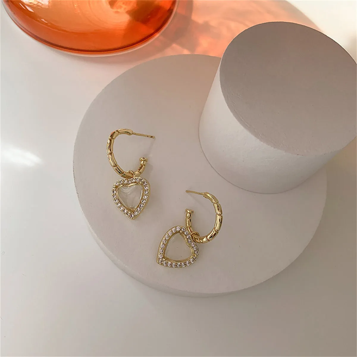 Crystal & Cubic Zirconia Pavé Hola Heart Huggie Earrings