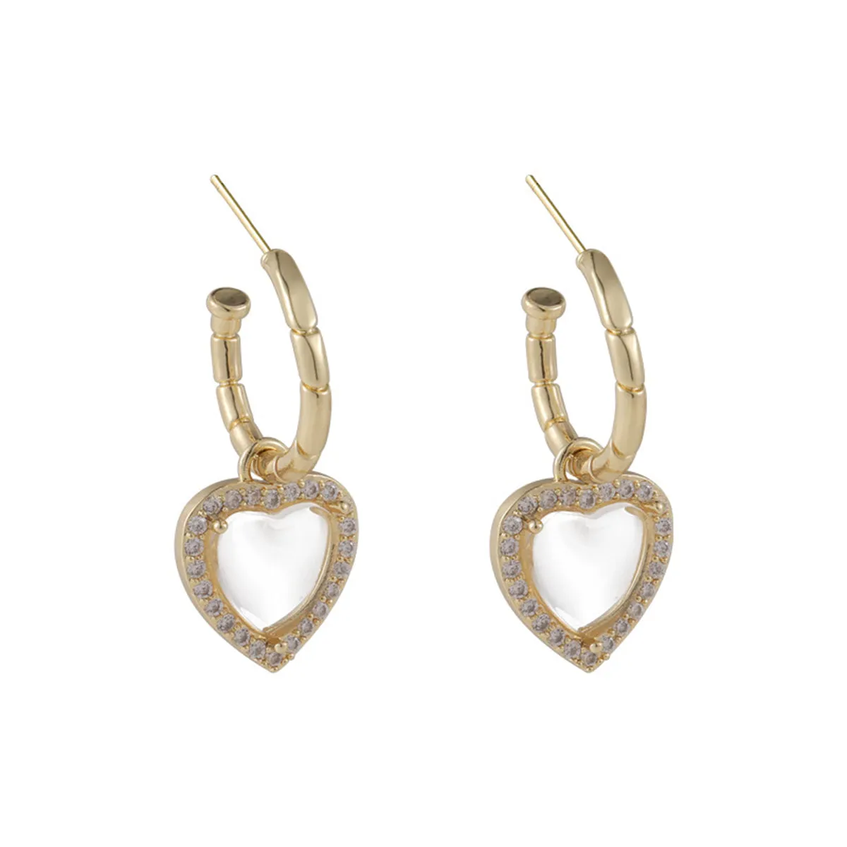 Crystal & Cubic Zirconia Pavé Hola Heart Huggie Earrings