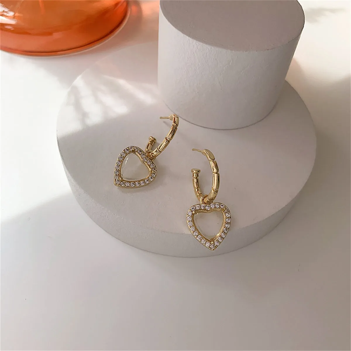 Crystal & Cubic Zirconia Pavé Hola Heart Huggie Earrings