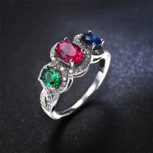 Crystal & Cubic Zirconia Trio Ring