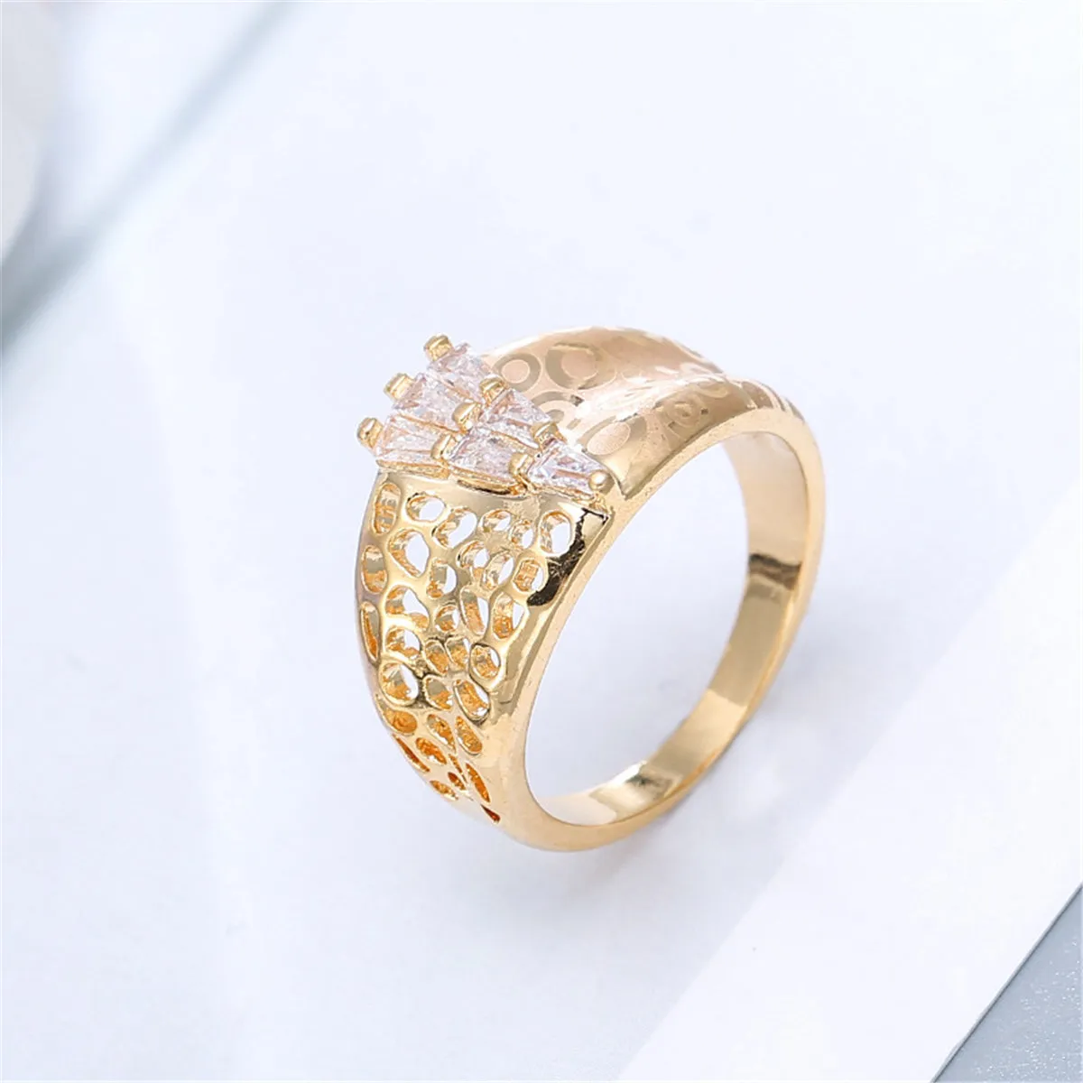 Crystal & Gold-Plated Tower Ring