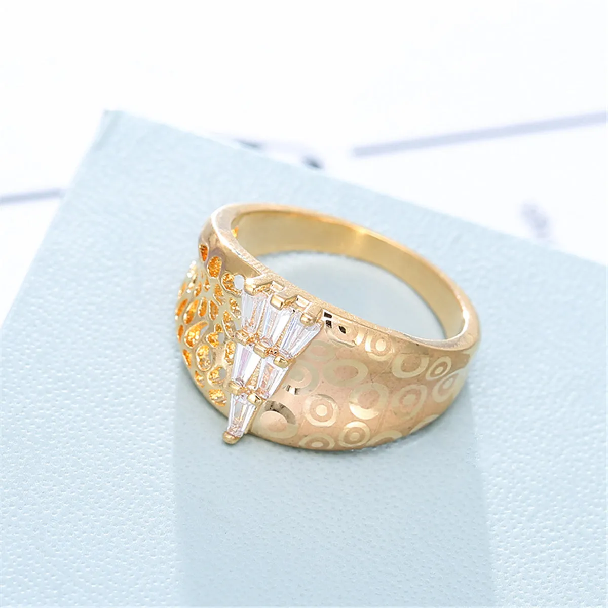 Crystal & Gold-Plated Tower Ring