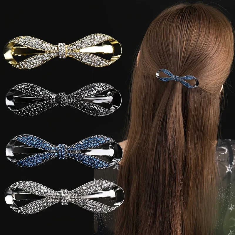 Crystal Bowknot Spring Hair Clip