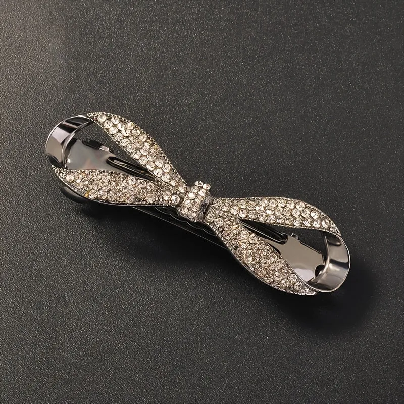 Crystal Bowknot Spring Hair Clip