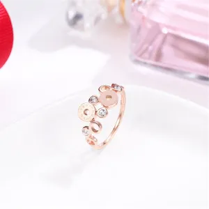 Cubic Zirconia 18K Rose Gold-Plated Roman Numeral Ring