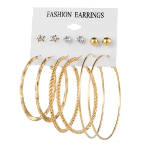 Cubic Zirconia & 18K Gold-Plated Hoop Earrings Set