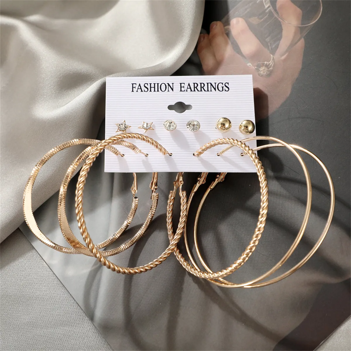Cubic Zirconia & 18K Gold-Plated Hoop Earrings Set