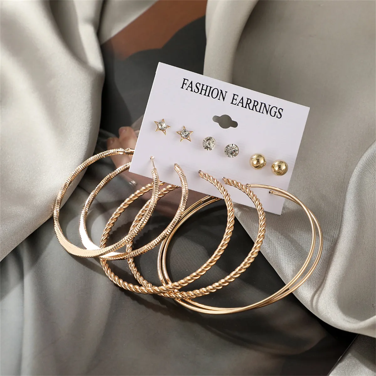 Cubic Zirconia & 18K Gold-Plated Hoop Earrings Set