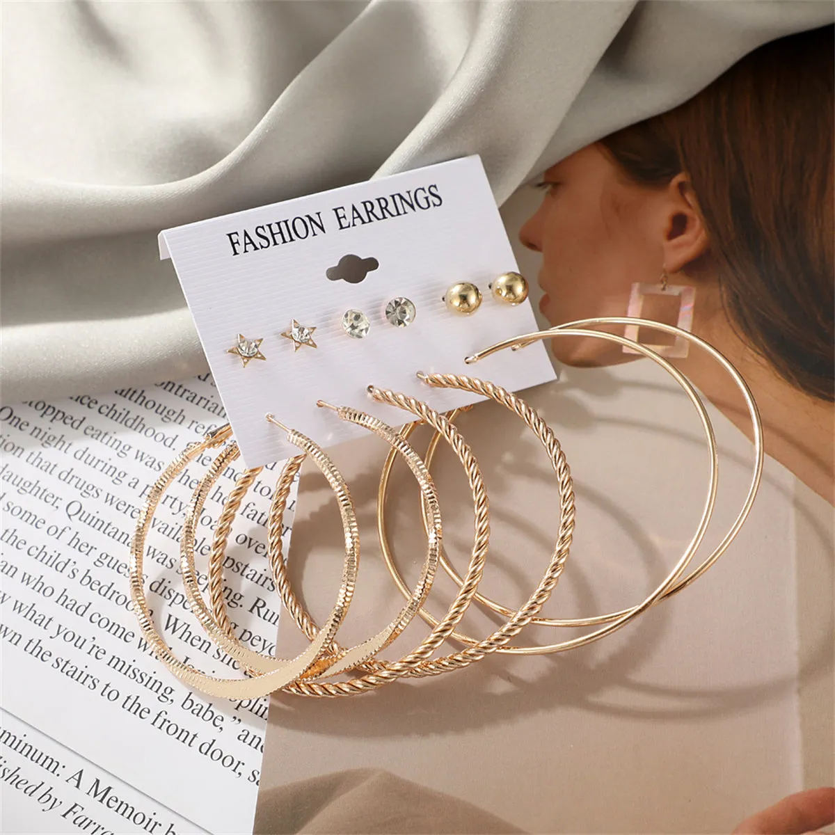 Cubic Zirconia & 18K Gold-Plated Hoop Earrings Set
