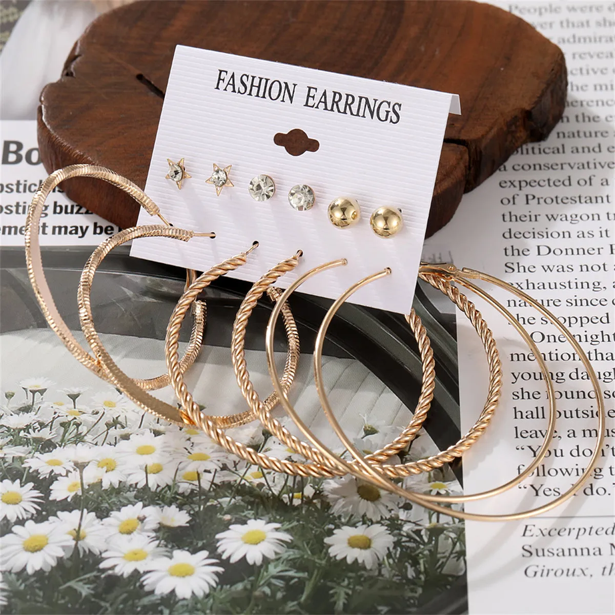 Cubic Zirconia & 18K Gold-Plated Hoop Earrings Set