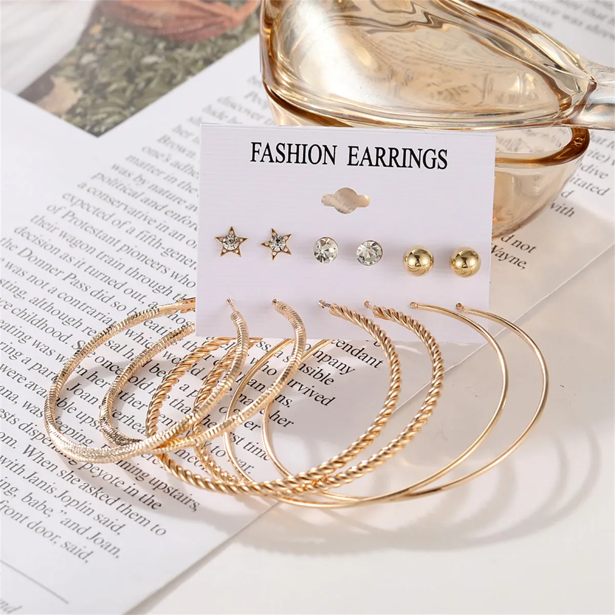 Cubic Zirconia & 18K Gold-Plated Hoop Earrings Set