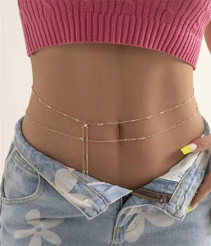Cubic Zirconia & 18K Gold-Plated Waist Chain Set