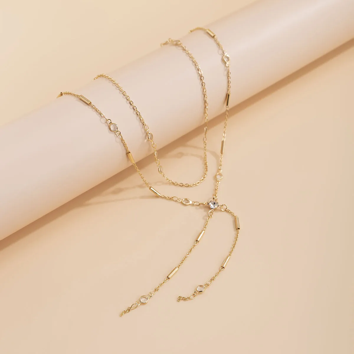 Cubic Zirconia & 18K Gold-Plated Waist Chain Set
