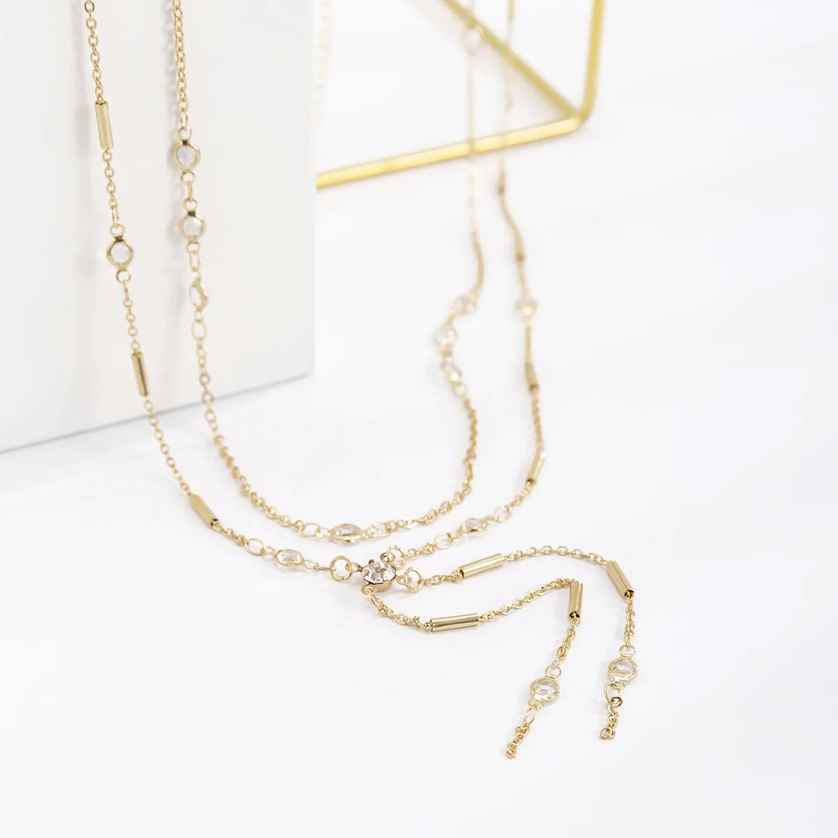 Cubic Zirconia & 18K Gold-Plated Waist Chain Set