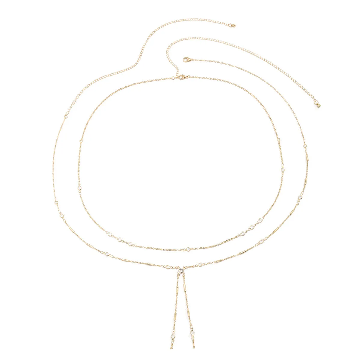 Cubic Zirconia & 18K Gold-Plated Waist Chain Set