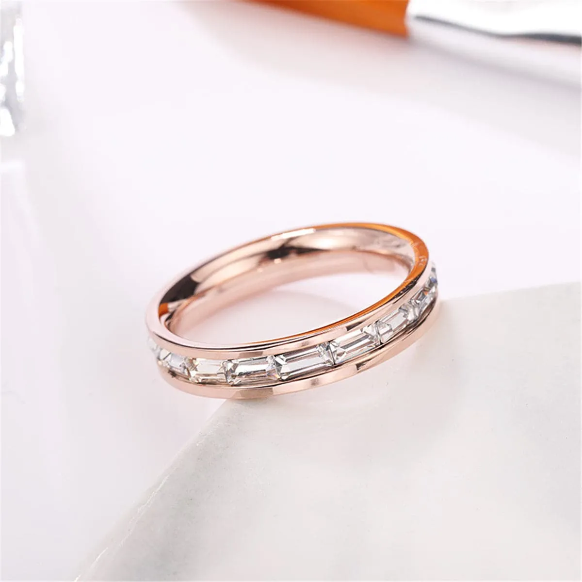 Cubic Zirconia & 18K Rose Gold-Plated Baguette-Cut Bang