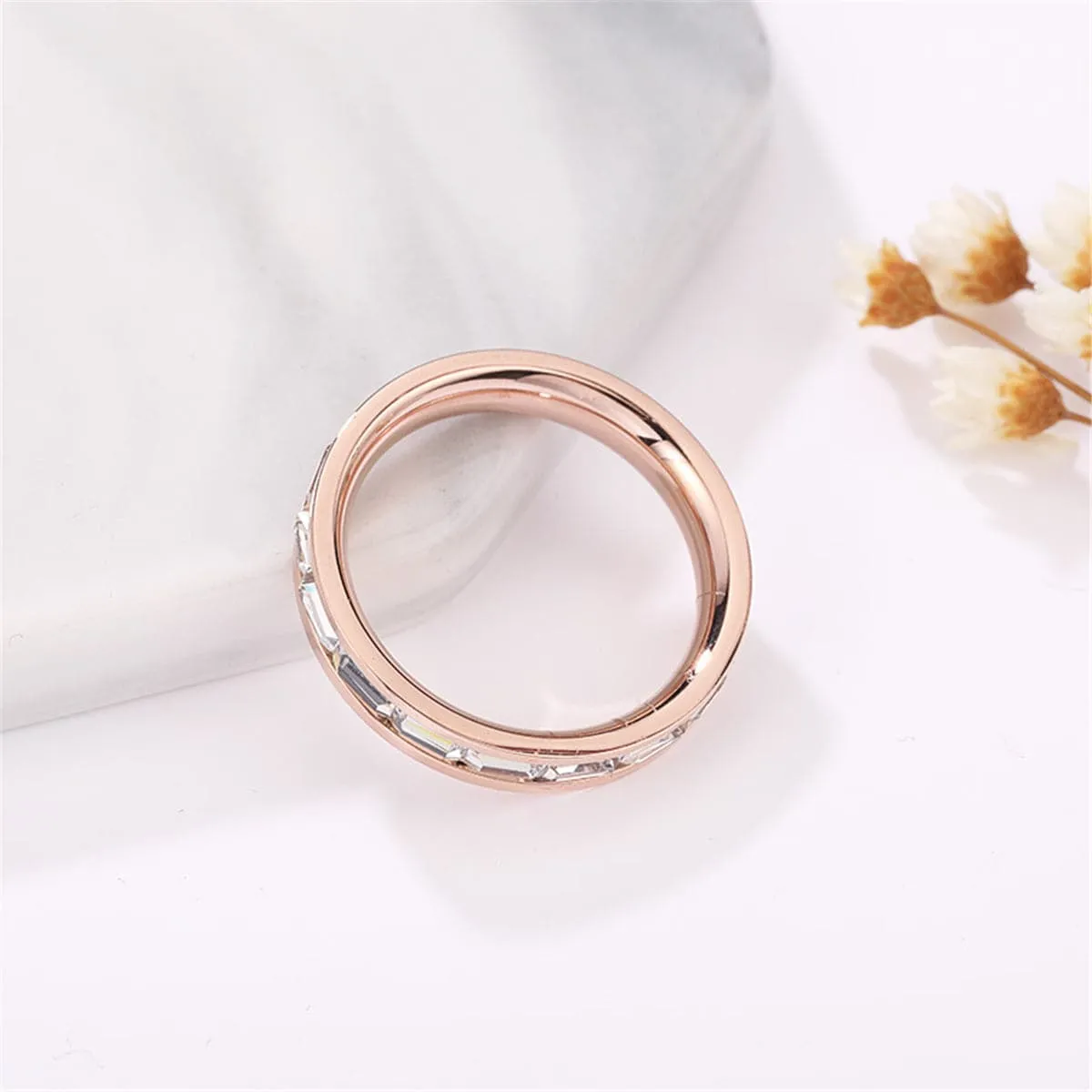 Cubic Zirconia & 18K Rose Gold-Plated Baguette-Cut Bang