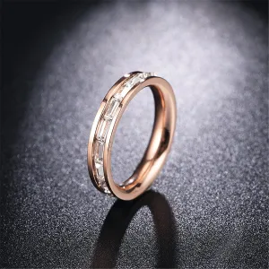 Cubic Zirconia & 18K Rose Gold-Plated Baguette-Cut Bang