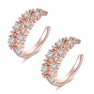 Cubic Zirconia & 18K Rose Gold-Plated Botanical Ear Cuffs