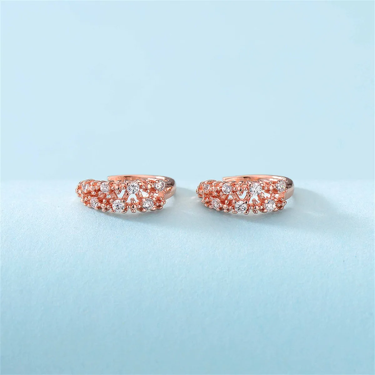 Cubic Zirconia & 18K Rose Gold-Plated Botanical Ear Cuffs