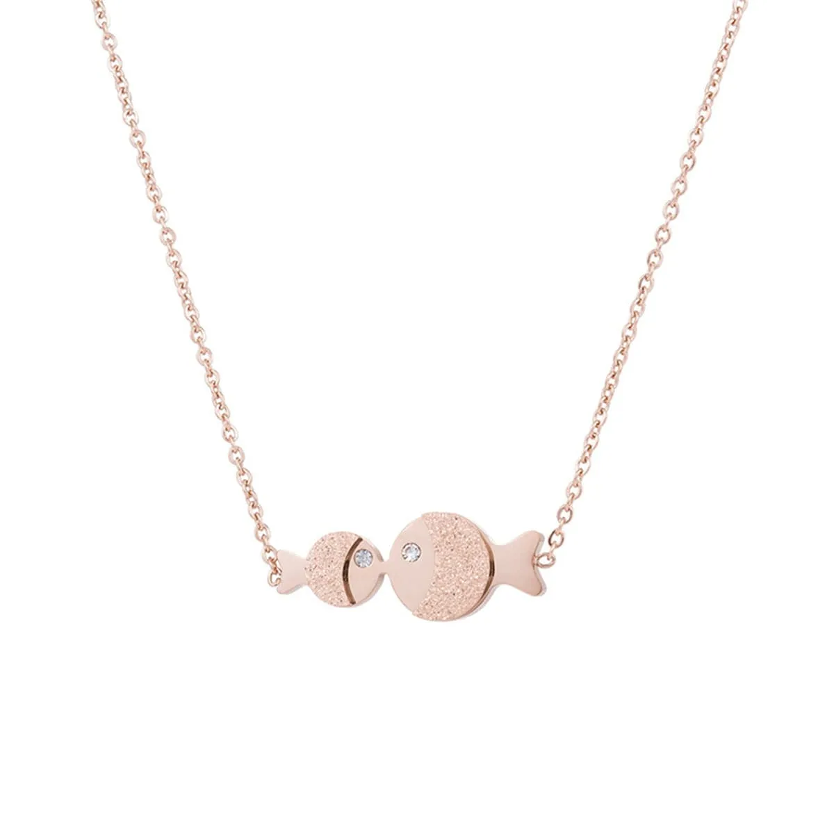 Cubic Zirconia & 18K Rose Gold-Plated Fish Pendant Necklace