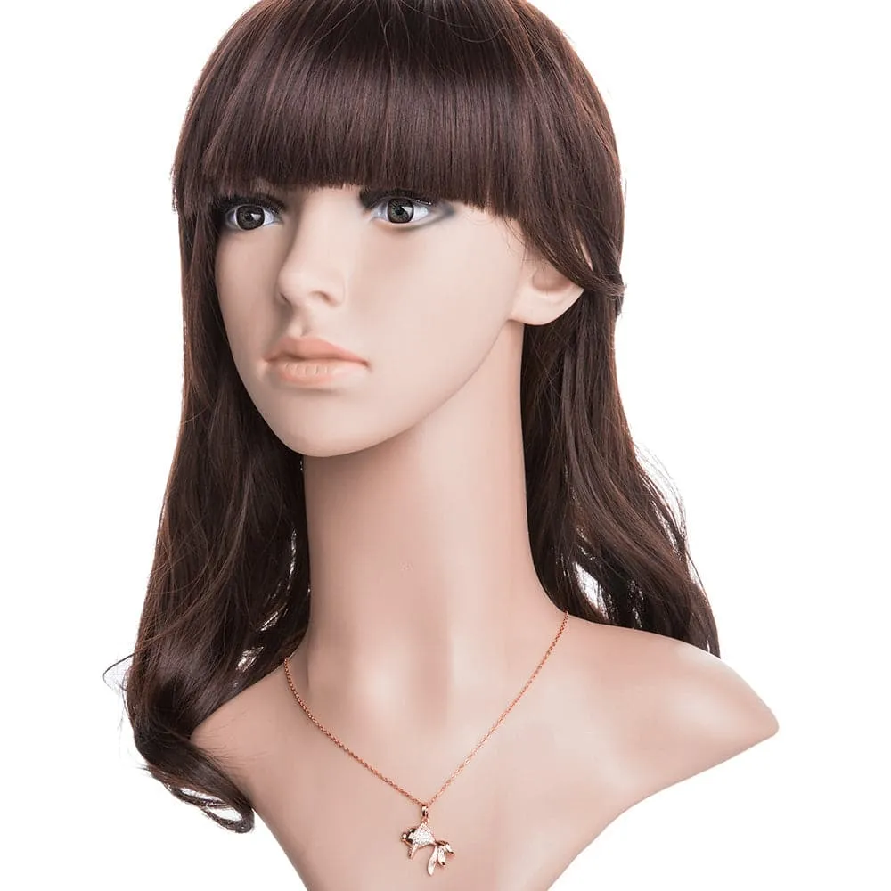 Cubic Zirconia & 18K Rose Gold-Plated Goldfish Pendant Necklace