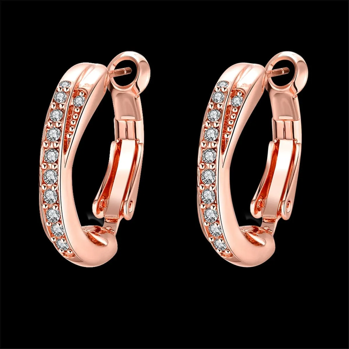 Cubic Zirconia & 18K Rose Gold-Plated Hoop Earrings