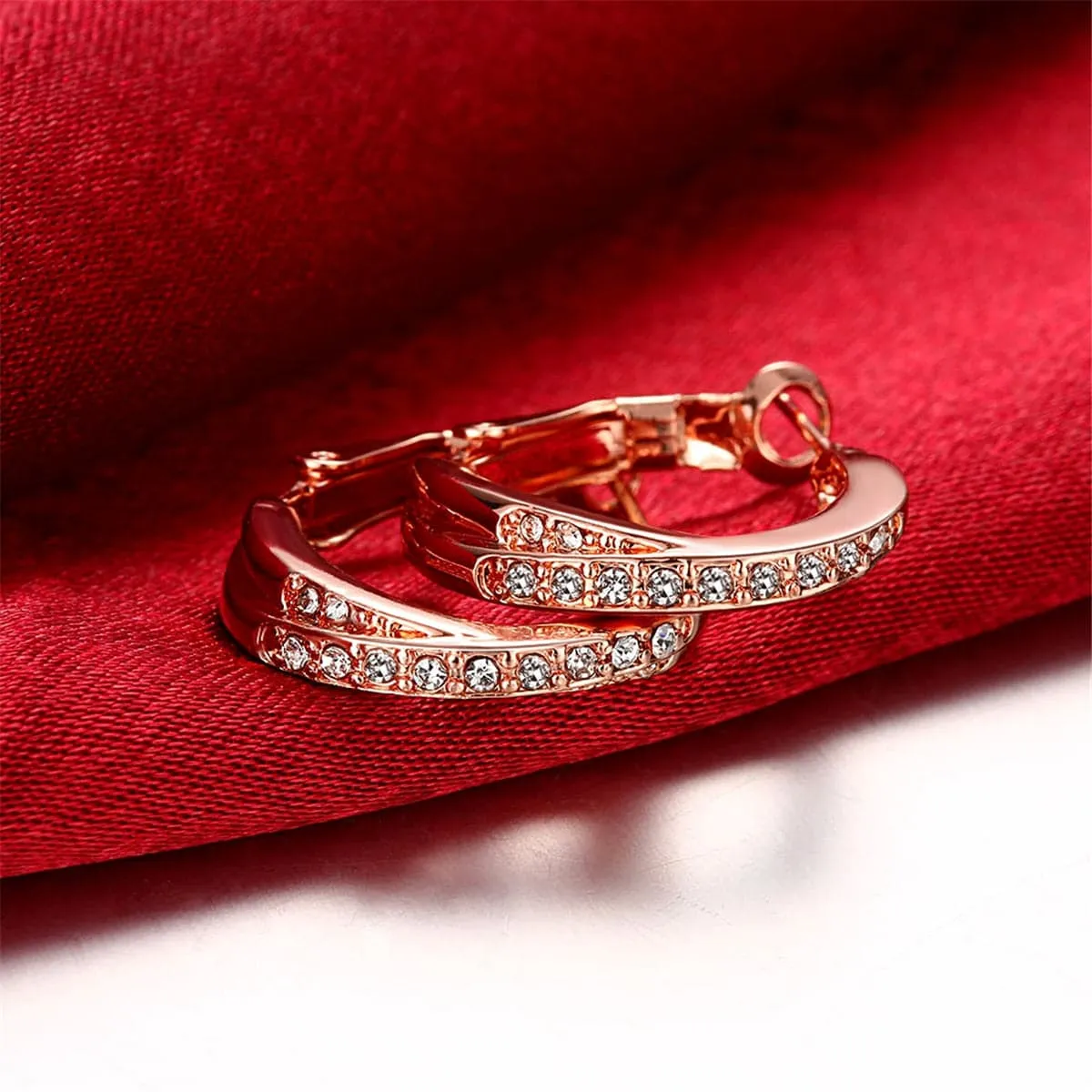 Cubic Zirconia & 18K Rose Gold-Plated Hoop Earrings