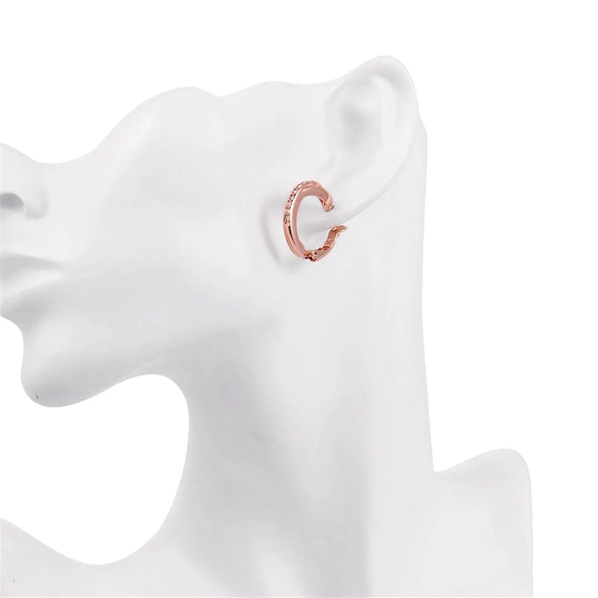 Cubic Zirconia & 18K Rose Gold-Plated Hoop Earrings