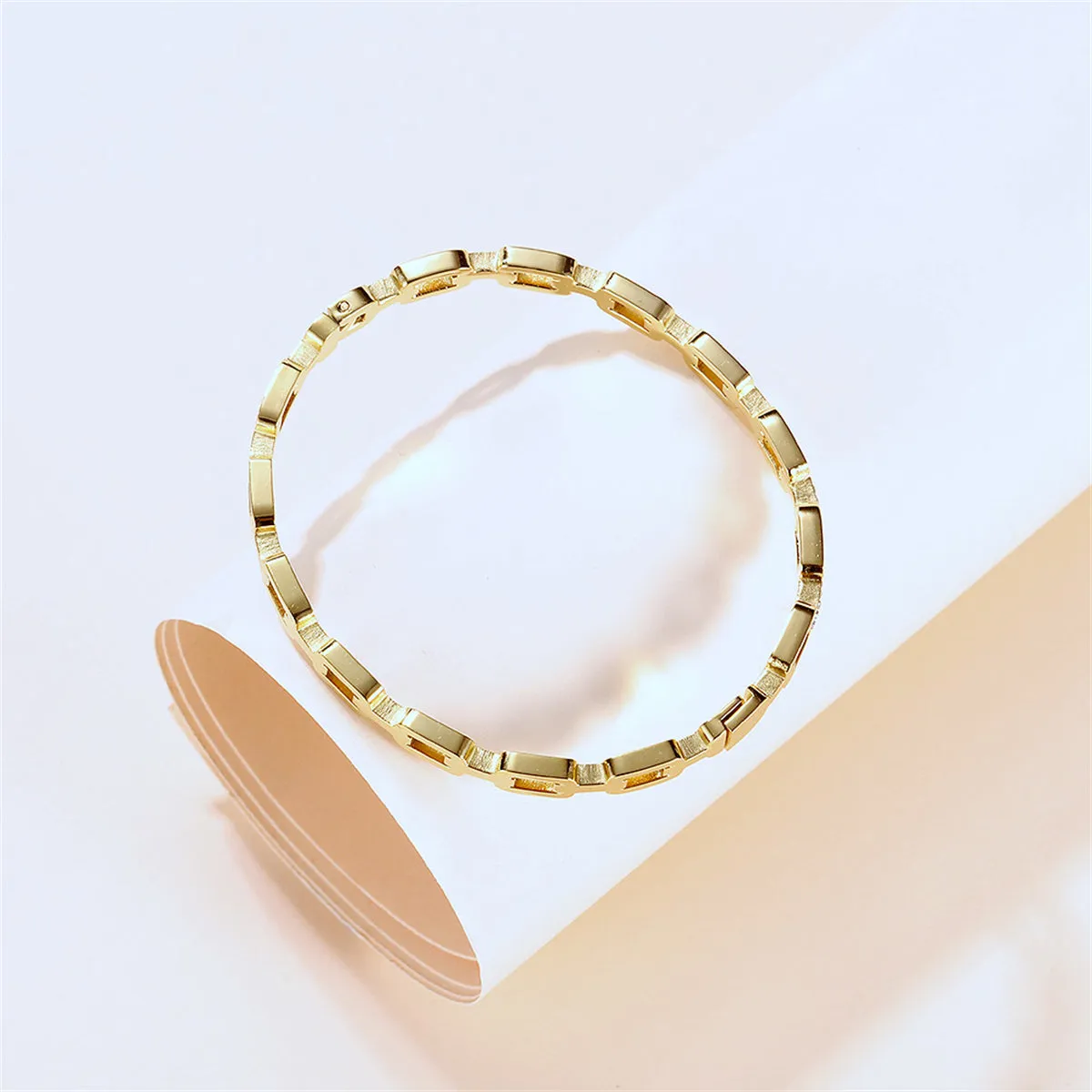 Cubic Zirconia & 18K Rose Gold-Plated Link Bangle