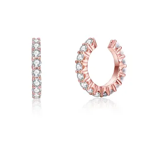 Cubic Zirconia & 18K Rose Gold-Plated Prong-Set Ear Cuffs