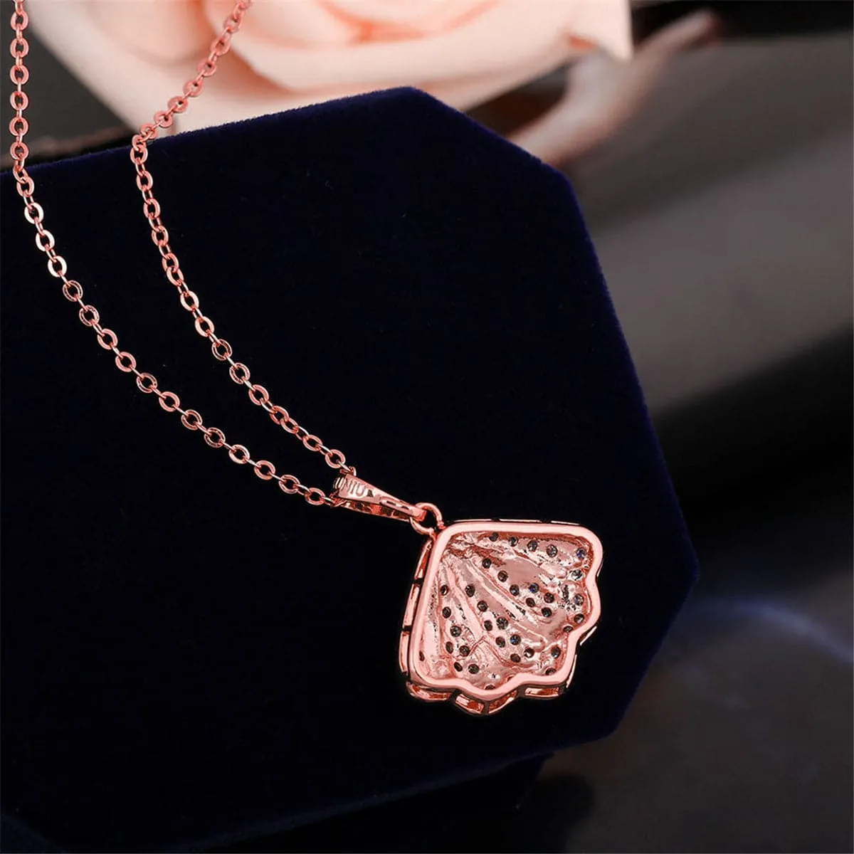 Cubic Zirconia & 18K Rose Gold-Plated Shell Pendant Necklace