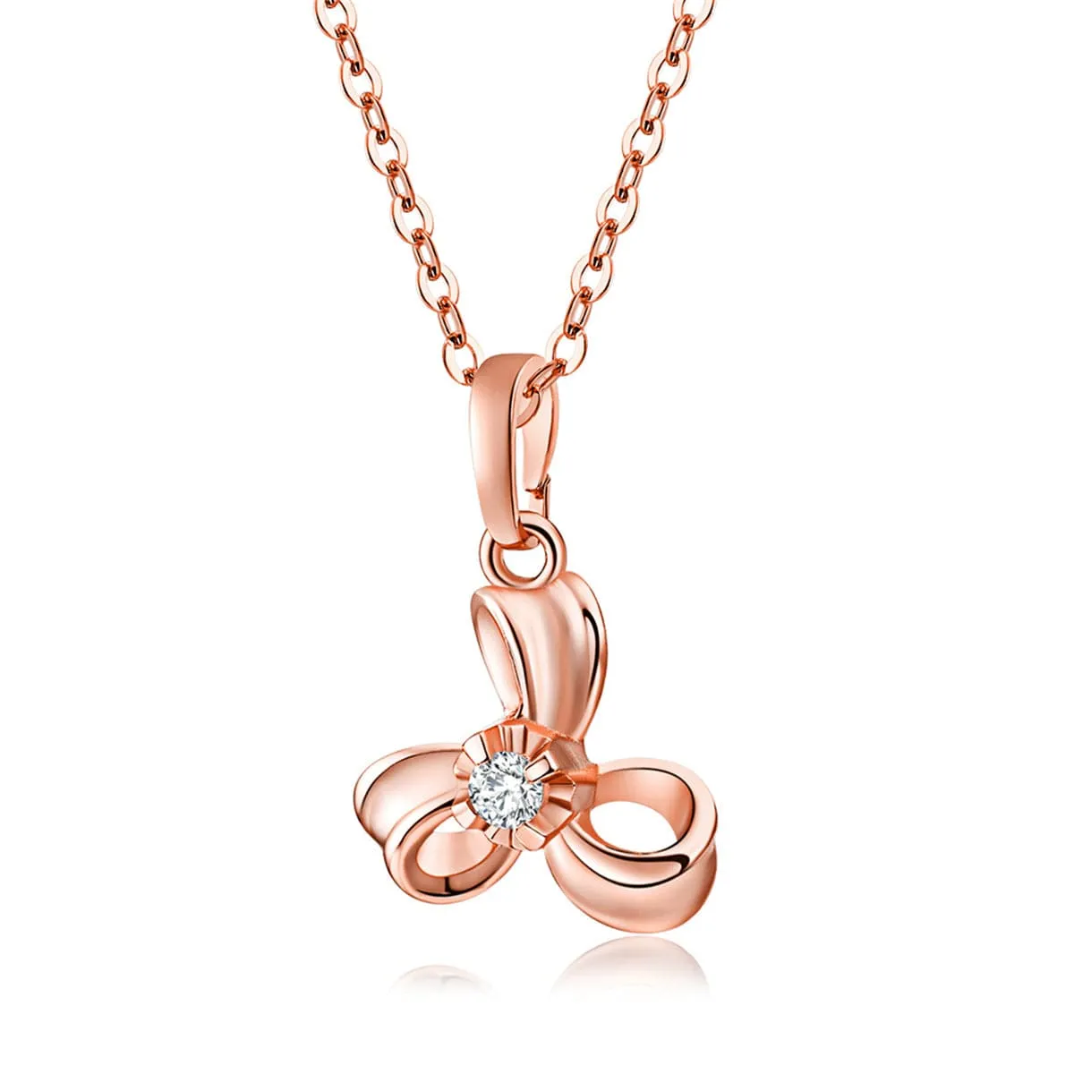 Cubic Zirconia & 18K Rose Gold-Plated Sweet Petal Pendant Necklace
