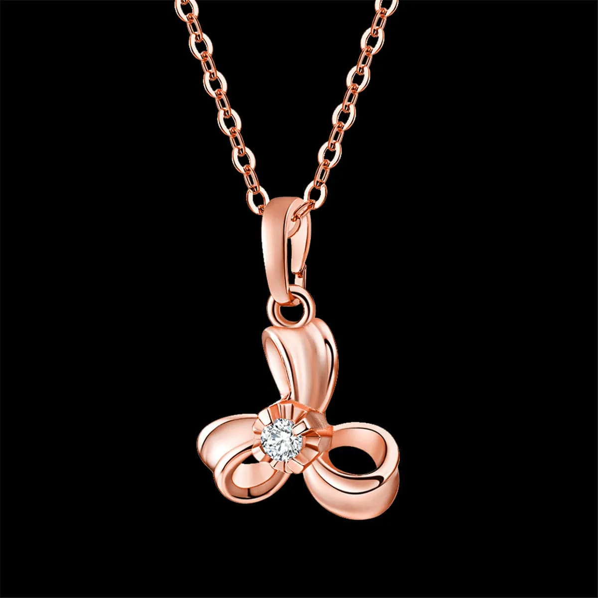 Cubic Zirconia & 18K Rose Gold-Plated Sweet Petal Pendant Necklace