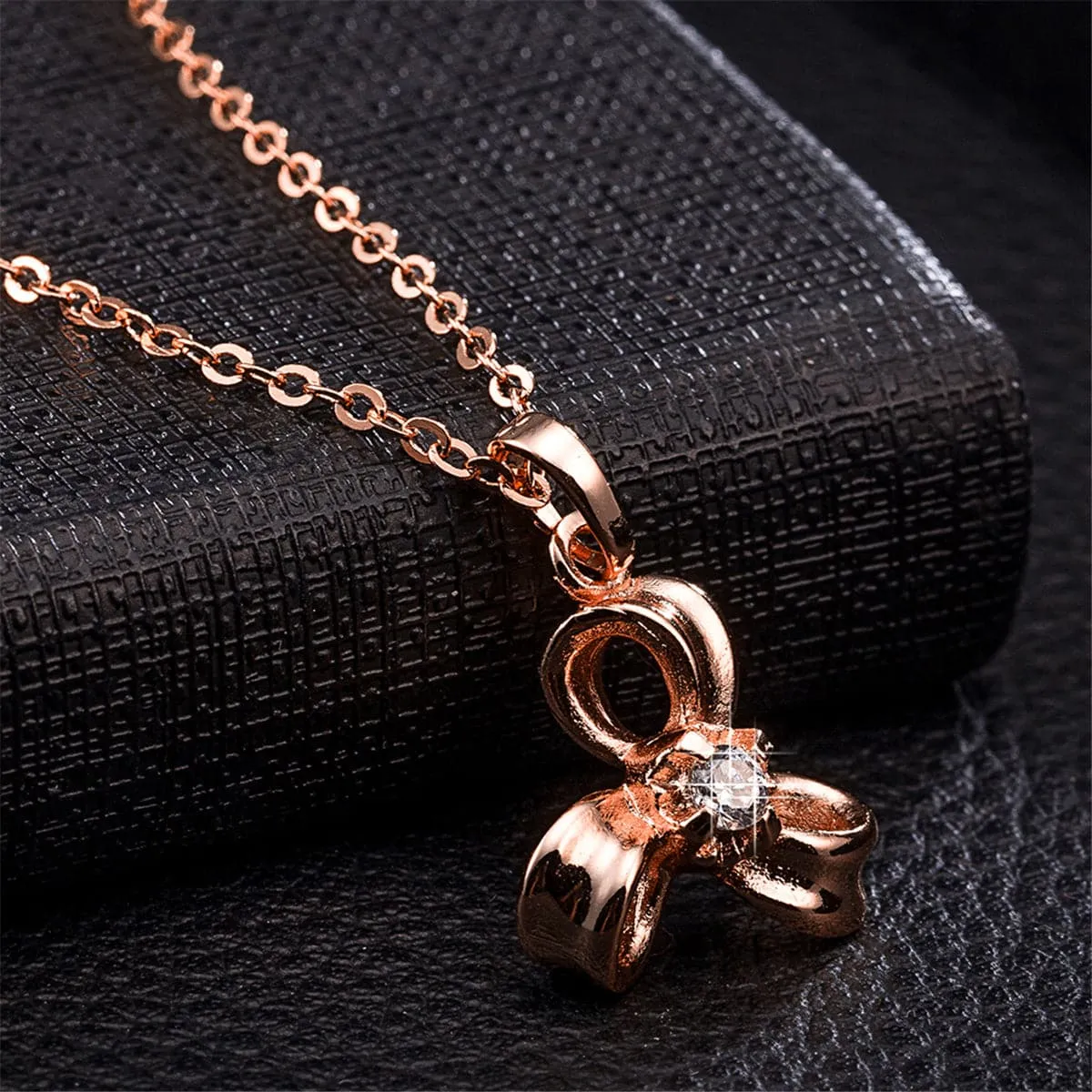 Cubic Zirconia & 18K Rose Gold-Plated Sweet Petal Pendant Necklace