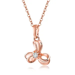Cubic Zirconia & 18K Rose Gold-Plated Sweet Petal Pendant Necklace