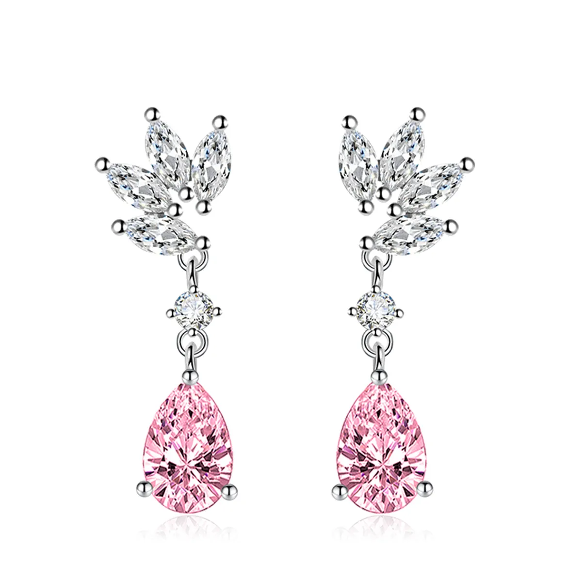 Cubic Zirconia & Colored Crystal Botanical Drop Earrings
