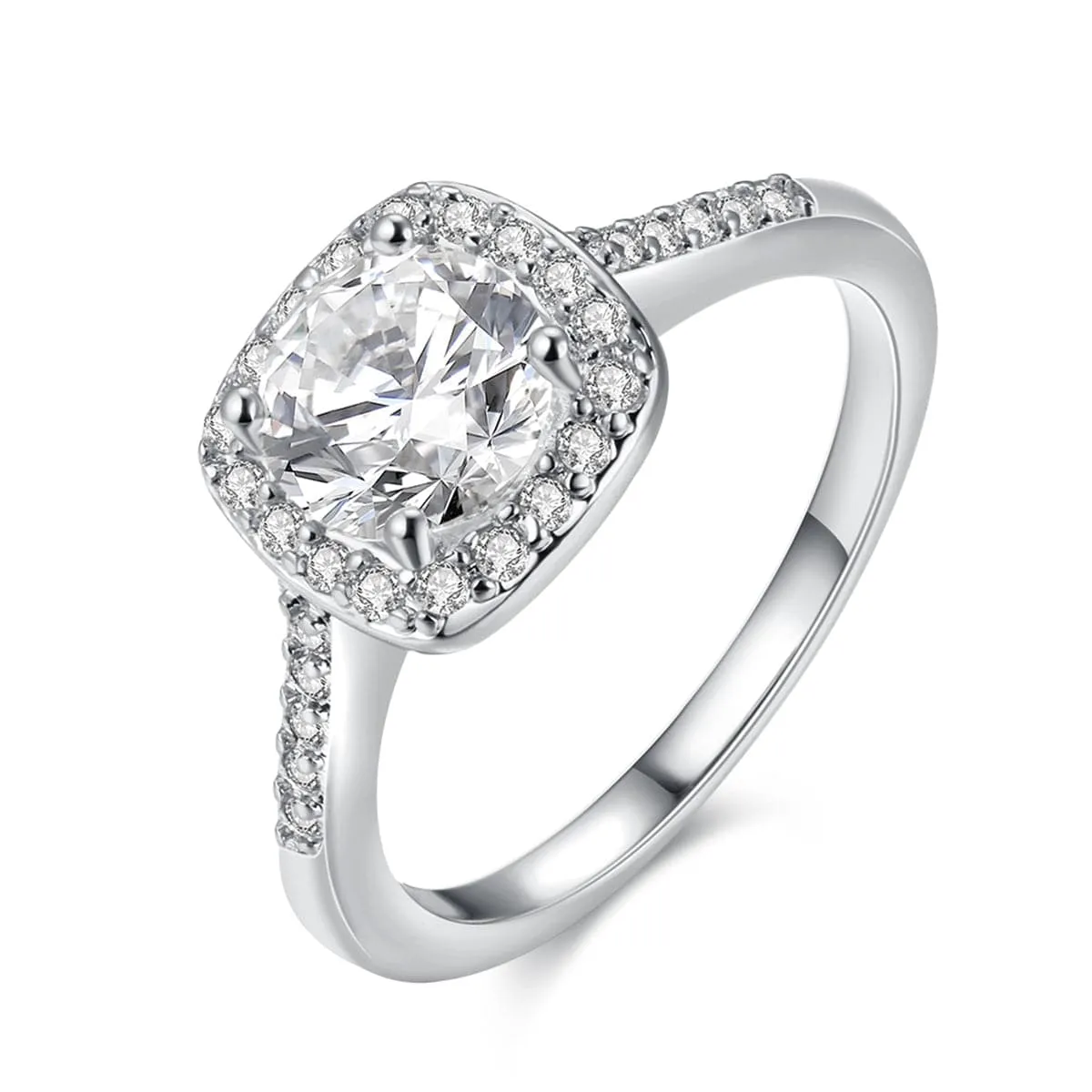 Cubic Zirconia & Crystal Silver-Plated Cushion Cut Ring