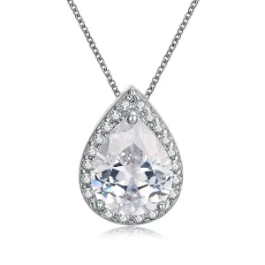 Cubic Zirconia & Crystal Silver-Plated Teardrop Pendant Necklace