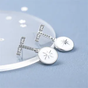 Cubic Zirconia & Enamel Silver-Plated Star Drop Earrings