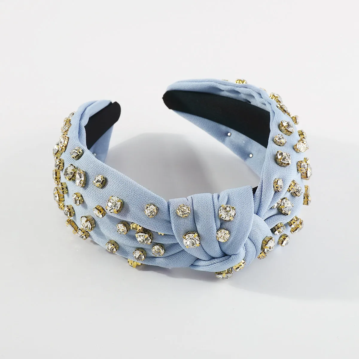 Cubic Zirconia & Light Blue Polyester Hard Headband