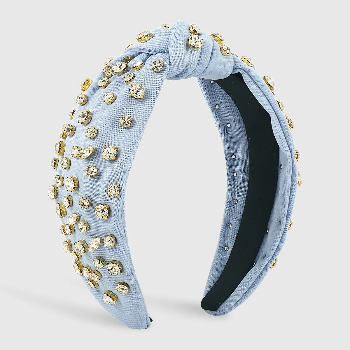 Cubic Zirconia & Light Blue Polyester Hard Headband