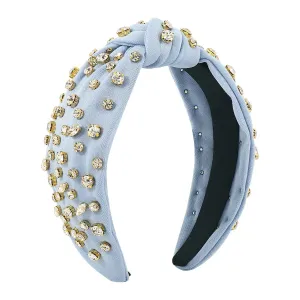Cubic Zirconia & Light Blue Polyester Hard Headband