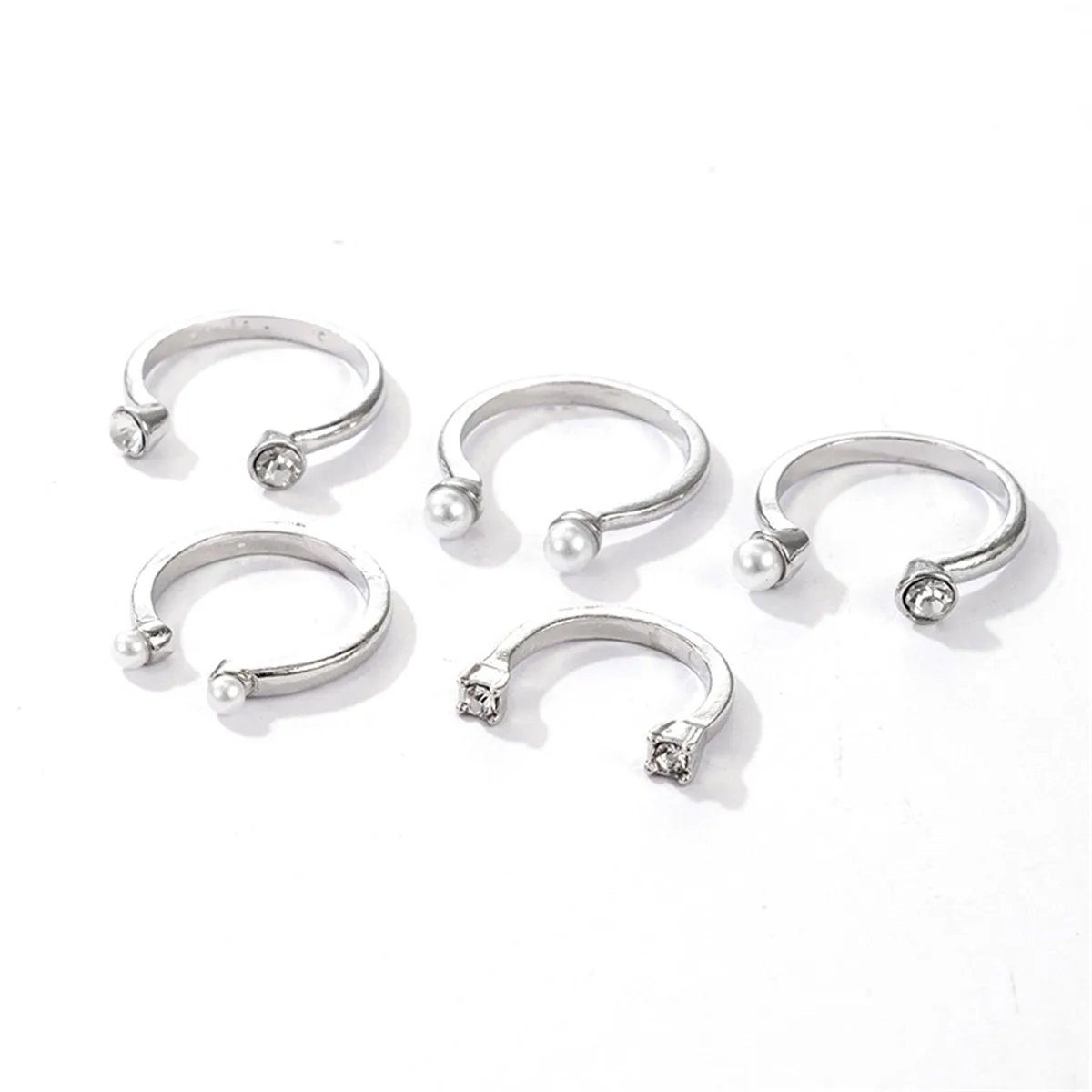 Cubic Zirconia & Pearl Adjustable Bypass Ring Set