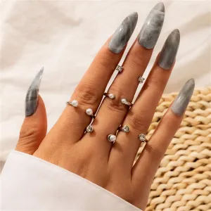Cubic Zirconia & Pearl Adjustable Bypass Ring Set