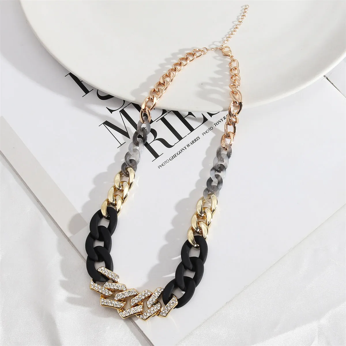 Cubic Zirconia & Resin 18K Gold-Plated Multicolor Curb Chain Necklace