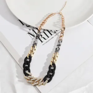 Cubic Zirconia & Resin 18K Gold-Plated Multicolor Curb Chain Necklace