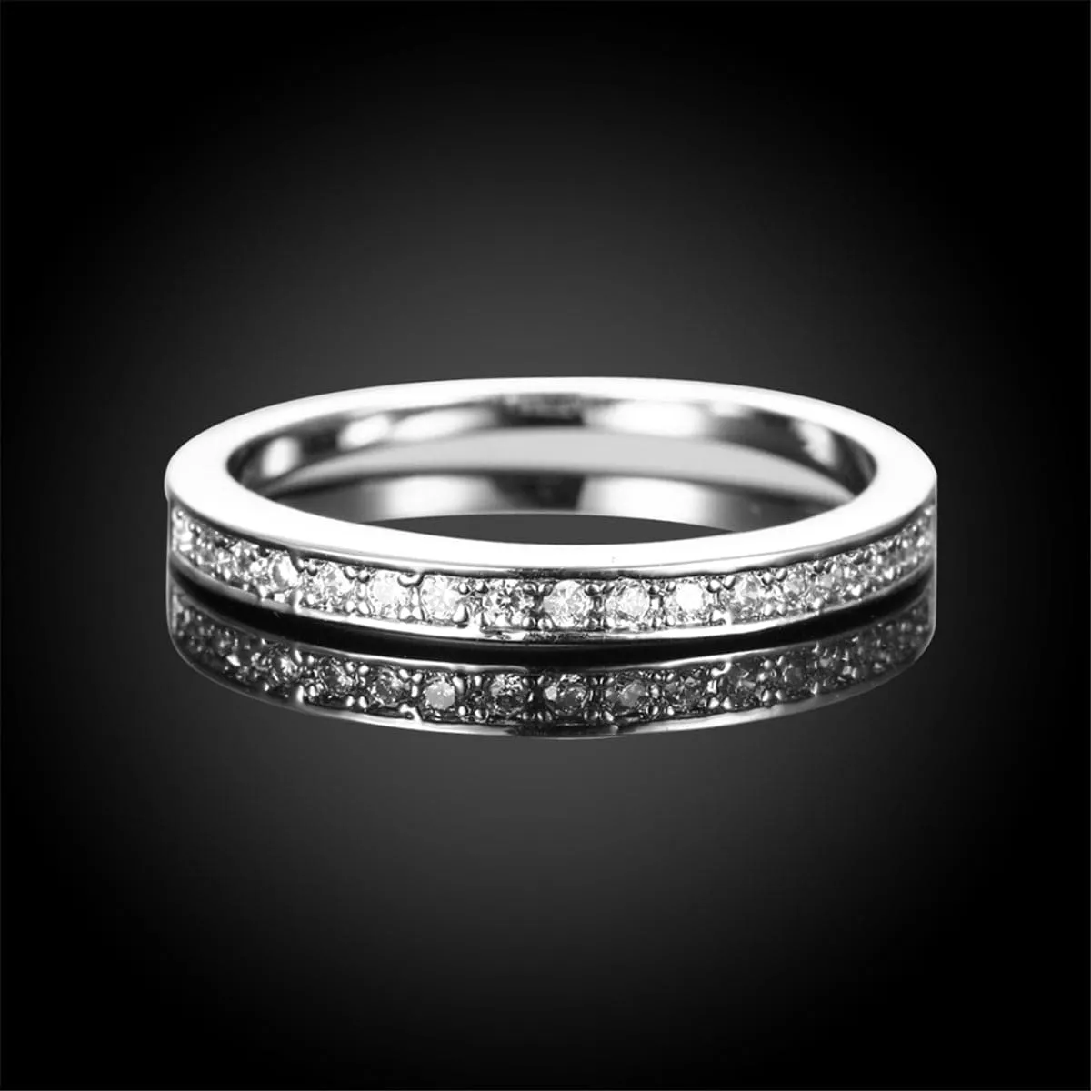 Cubic Zirconia & Silver-Plated Channel Ring