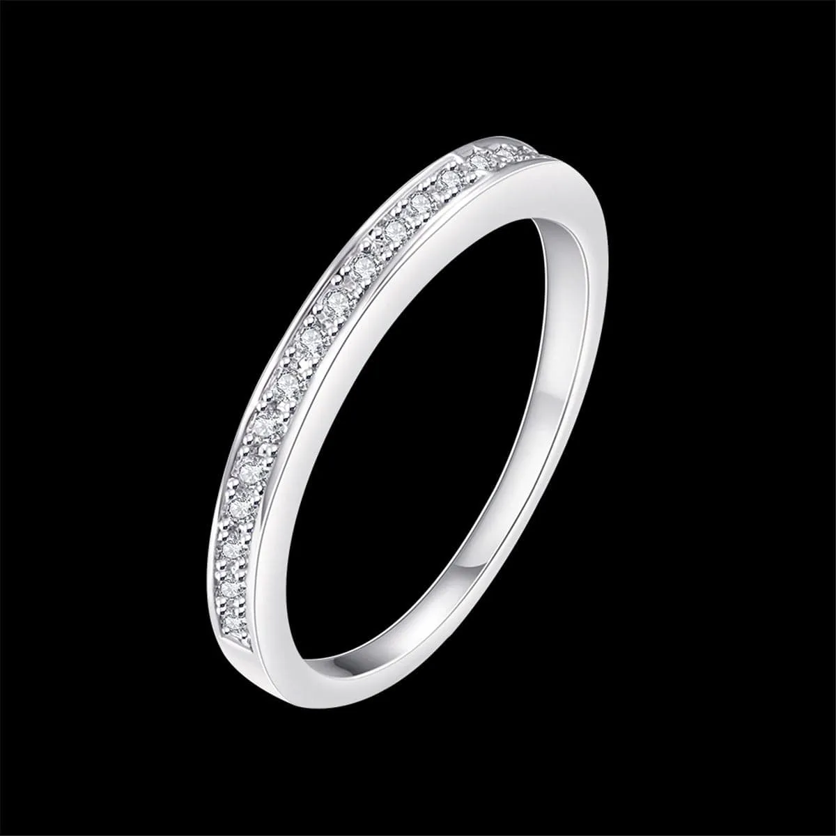 Cubic Zirconia & Silver-Plated Channel Ring