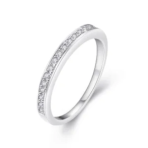 Cubic Zirconia & Silver-Plated Channel Ring